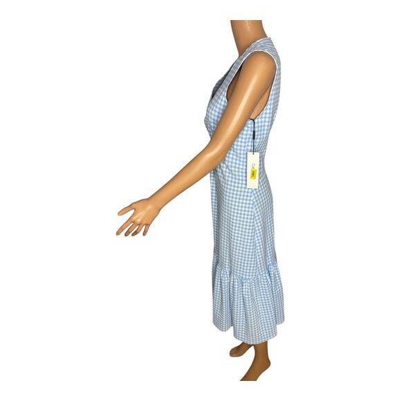Calvin Klein Women’s Blue Gingham  Sleeveless Front Knot Midi Dress size 10 NWT - Picture 3 of 10